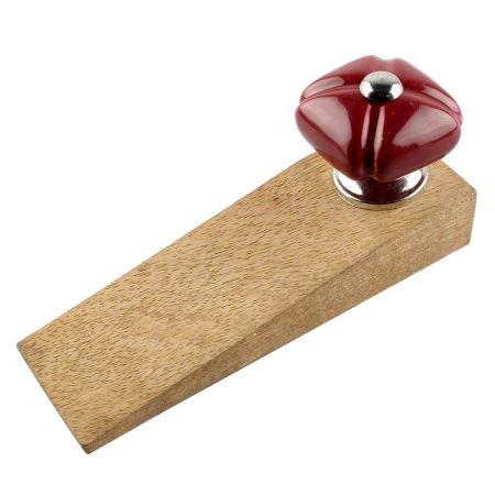 Solid Cherry Square Ceramic Door Stopper